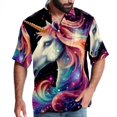 thumbnail image 1 of Starry Unicorn Men's Short Sleeve Spread Collar Poplin Button Down Casual Printed Summer Beach Unisex Shirts, 1 of 6