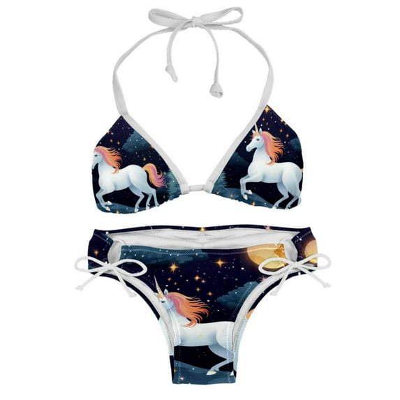 Starry Unicorn Stylish Bikini Set with Detachable Sponge & Adjustable Strap 2-Pack - Beach Ready!