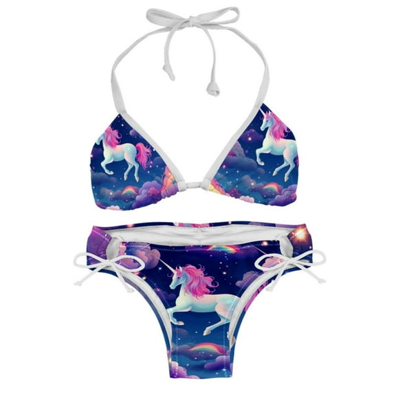 Starry Unicorn Swim Suit Women Bikini Set Detachable Sponge Adjustable Strap Two-Pack Swim Wear