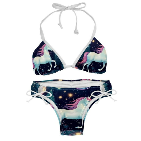 Starry Unicorn Women's Bikini Set with Detachable Sponge and Adjustable Strap, Two-Pack, Ideal for Swimming Suit Beach Vacation!