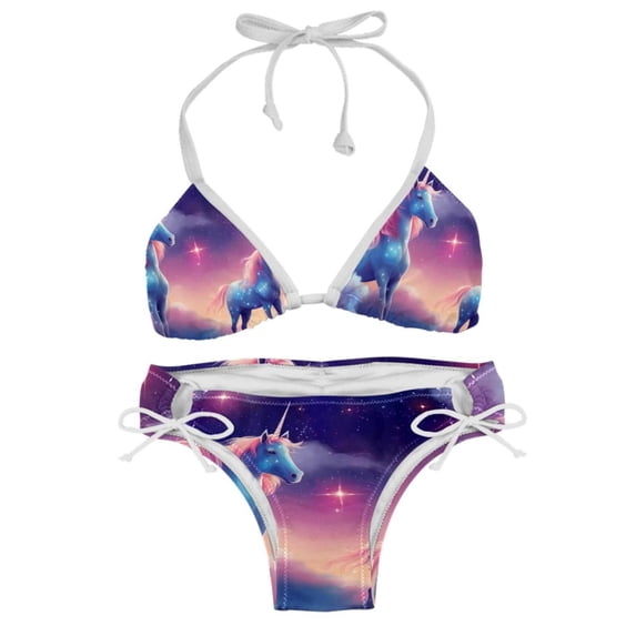 Starry Unicorn Women's Bikini Set with Detachable Sponge and Adjustable Strap - Two-Pack | Ideal for Swimming and Beach Scenes