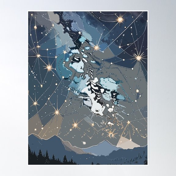Starry Wonders: August Night Sky Poster Wall Art, Modern Wall Decor, 12x18 UNFRAMED