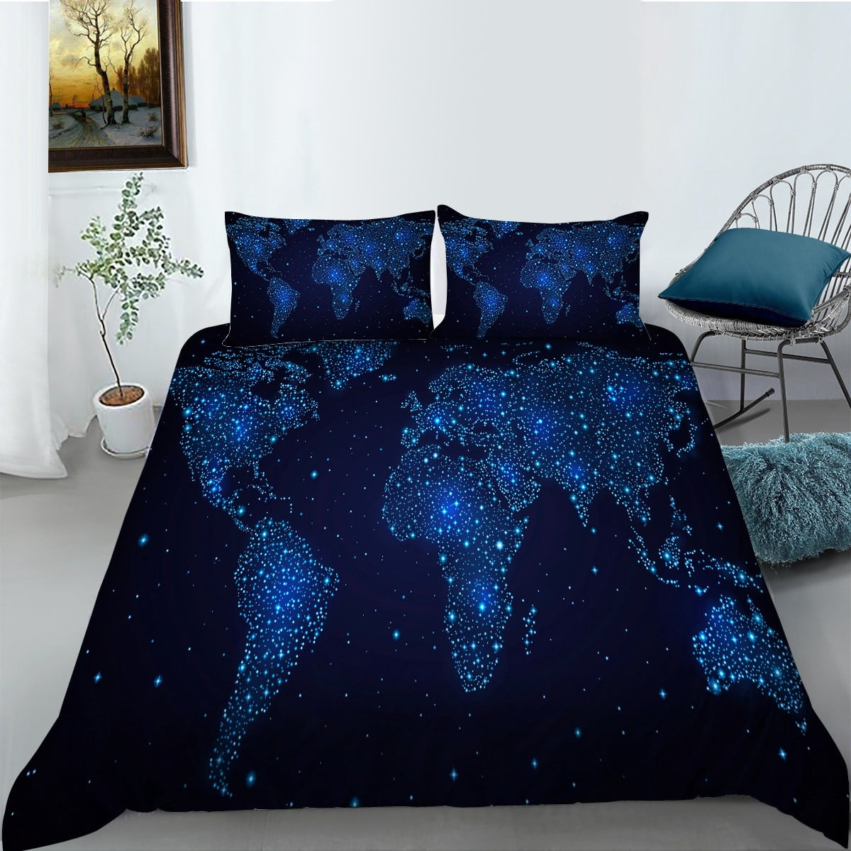 Starry World Map Microfibre Bedding Children's Bedding Set Full Size