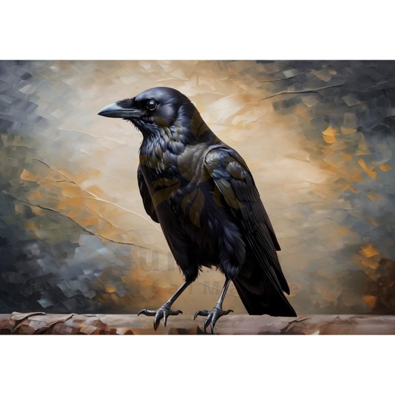 Starry black crow Wall Art Bird Decor Gothic, Unframed Poster