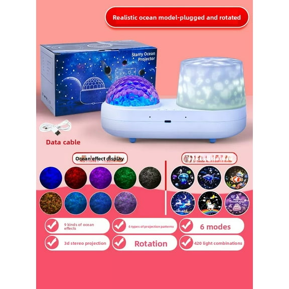 Starry sky light, children's bedroom romantic atmosphere light, projection light, three-dimensional shadow overlay, 10 lighting modes, sleep expert