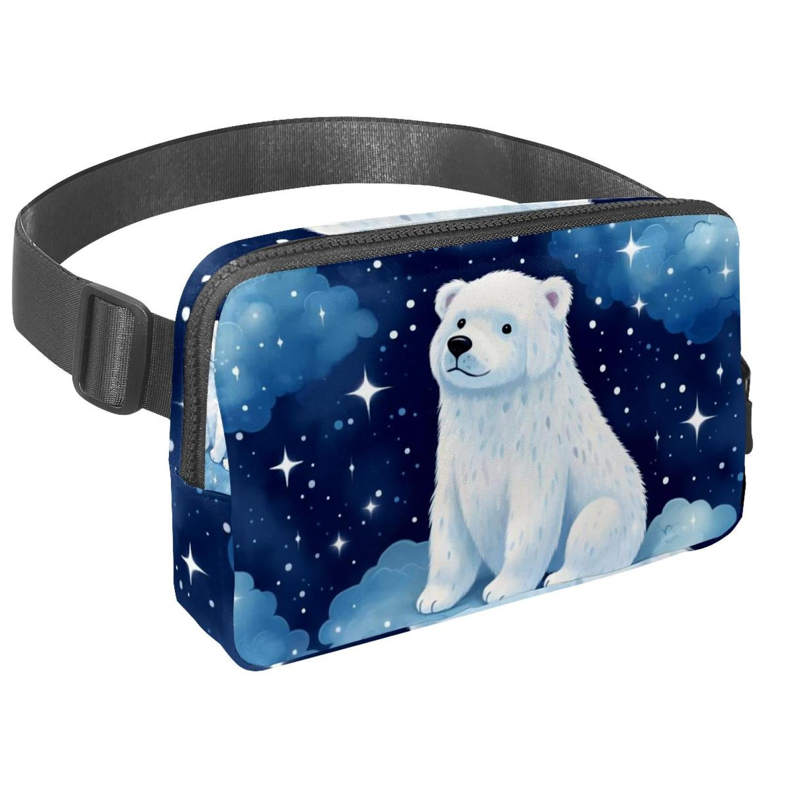 Starry sky polar bear Adjustable Lightweight Waist Bag with Extension Strap - Unisex Crossbody Bag Running Belt