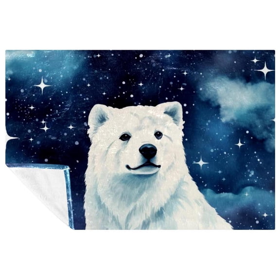 Starry sky polar bear Blankets & Throws: Soft and Warm Microfiber Throw Blanket, Printed Lightweight Sofa, Bed, Couch, Office, Camping Blanket