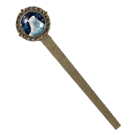 Starry sky polar bear Lace Book Mark in Antique Bronze - a Charming Gift for Readers and Book Lovers