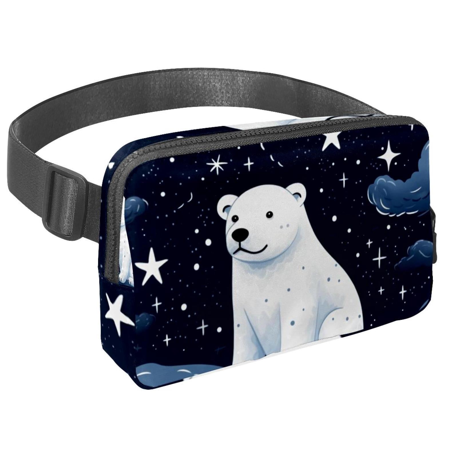 Starry sky polar bear Lightweight Adjustable Fanny Pack with Extension Strap - Unisex Waist Packs Crossbody Bag