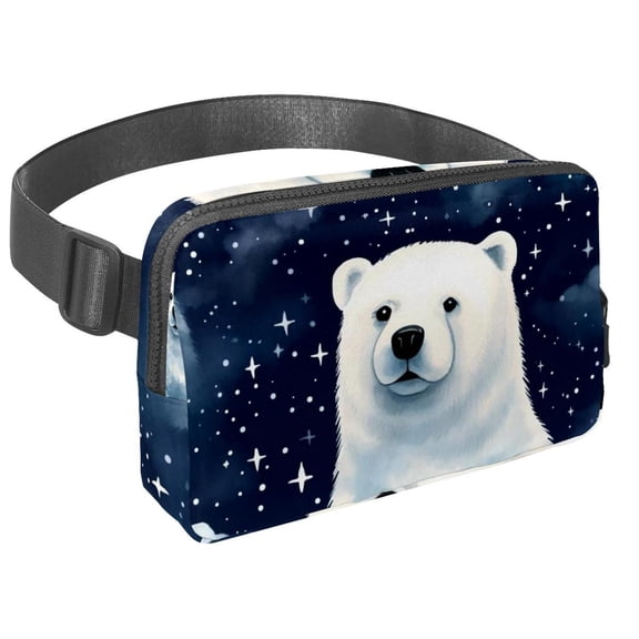 Starry sky polar bear Lightweight Adjustable Running Belt with Extension Strap for Unisex - Fanny Pack Waist Bag for Fitness and Exercise