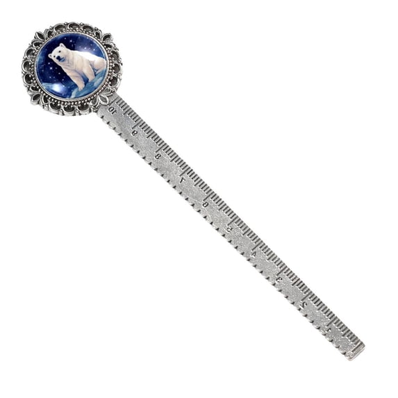 Starry sky polar bear Vintage Silver Lace-Edged Bookmark: a Gift for Readers and Book Lovers