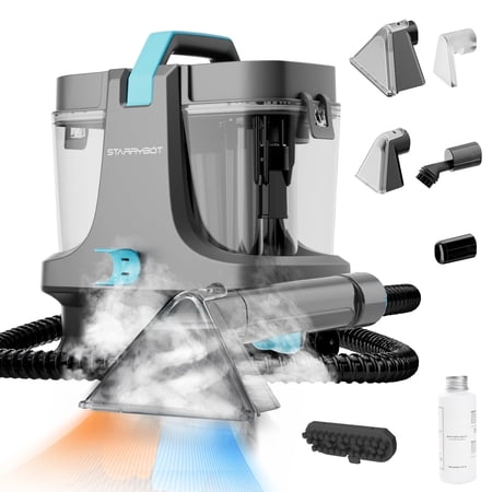 Starrybot Portable Carpet Cleaner Machine with Steam and Heating Techology,18Kpa Powerful Suction with Versatile Tools for Pets, Couch,Spot Cleaner for Stairs/Furniture/Rug