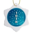 thumbnail image 1 of 3drose, Stars and Curls on Blue Lined Pattern, 10th, 3 inch Snowflake Porcelain Ornament, 1 of 7