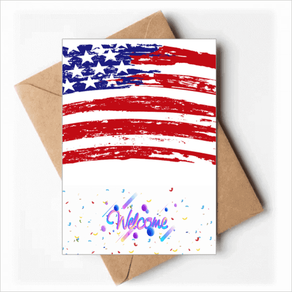 Stars And Stripes Bend America Country Flag Welcome Back Greeting Cards Envelopes Blank