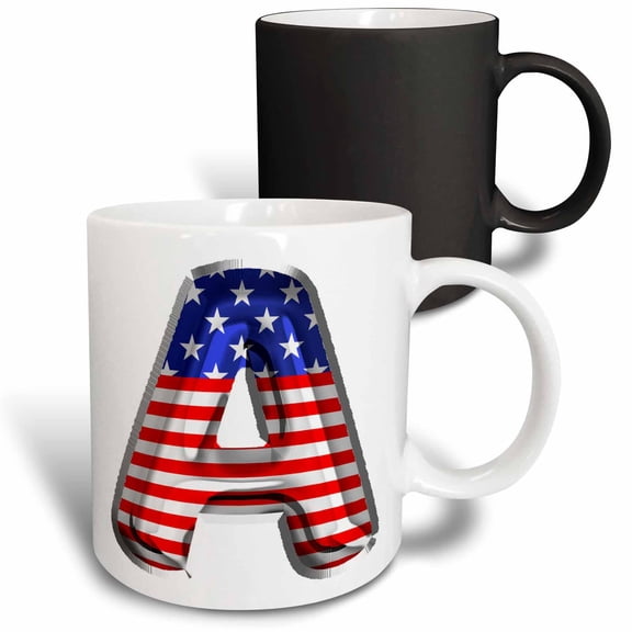 3drose, Stars and Stripes Monogram Initial A, 11oz Magic Transforming Mug