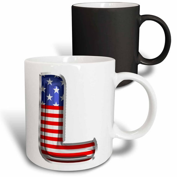 3drose, Stars and Stripes Monogram Initial L, 11oz Magic Transforming Mug
