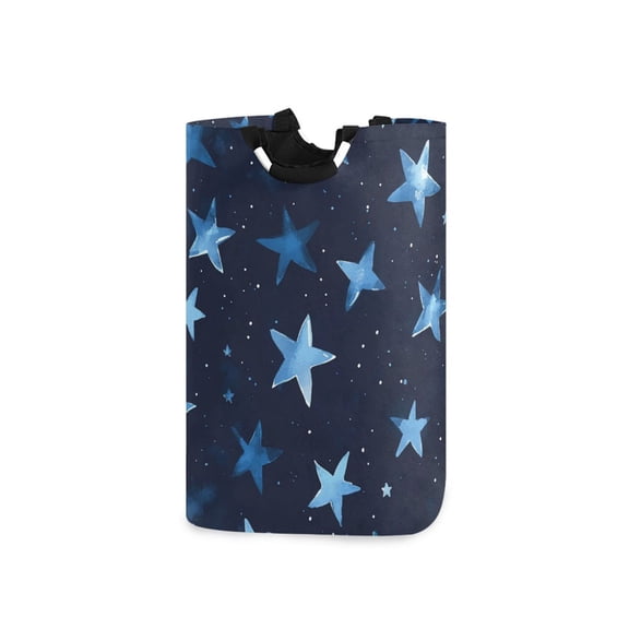 Stars Blue Cute Laundry Basket with Handles Foldable Laundry Hamper Freestanding Washing Bin 50L