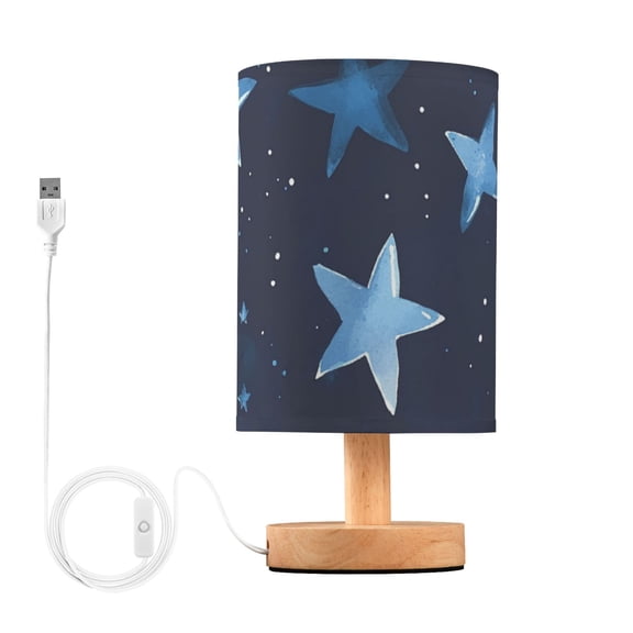 Stars Blue Cute Table Lamp with USB Port LED Warm Light Lamp Night Light Home Decor