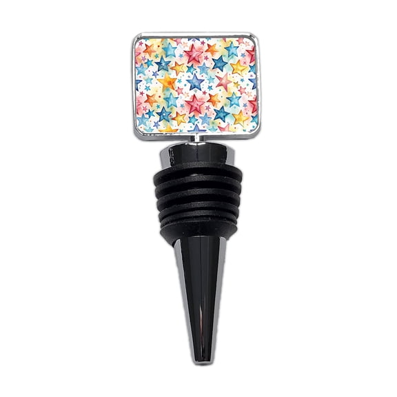 Stars Colorful Watercolor Wine Bottle Stopper Cap Plug