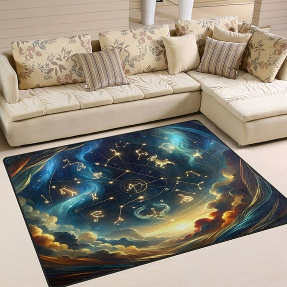 Stars Constellation Area Rug Washable 80 x 58 Floor Carpet Mat Non Slip for Bedroom Living Room Home Decor