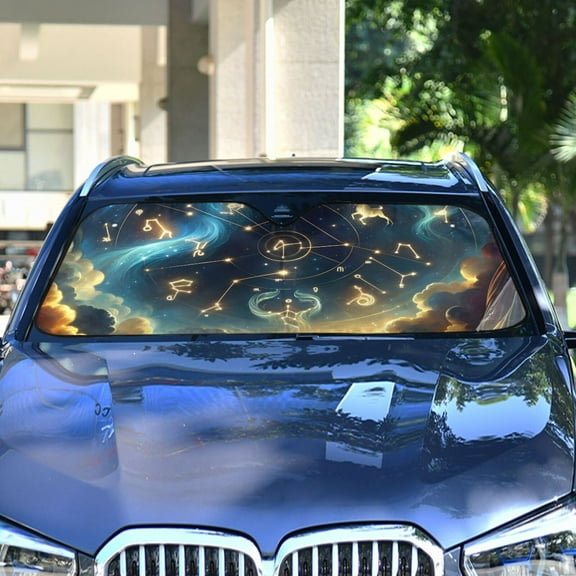 Stars Constellation Automotive Front Car Windshield Sun Shade Reflector Foldable for Front Fit for Cars Truck SUVs
