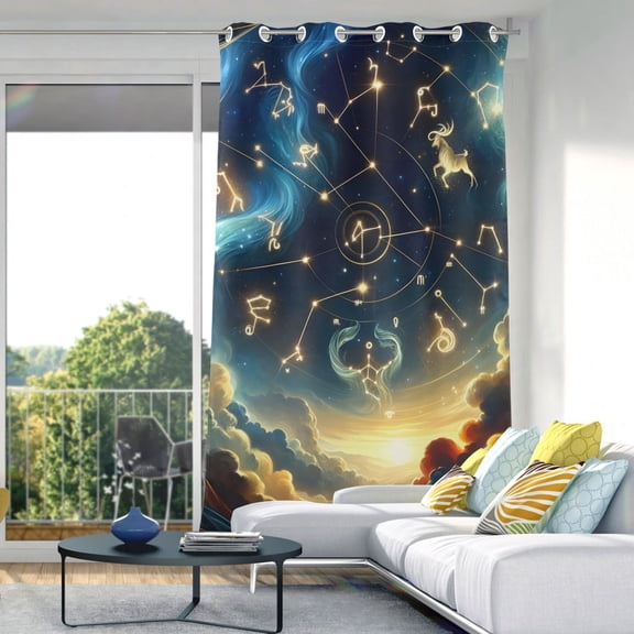 Stars Constellation Blackout Curtain Panels Drapes Privacy Assured with Light Filtering Curtains for Living room Bedroom Bathroom Window