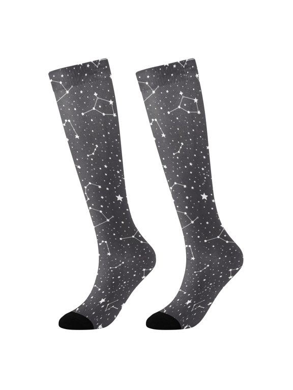 Stars Constellation Starrysky Novelty Patterned Knee High Socks Breathable Stretchy Soft Tall Boot Socks
