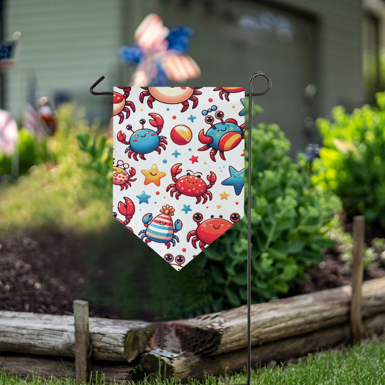 Stars Crabs Garden Flag 18" x 12.5" Double Sided Yard Lawn Outdoor ...