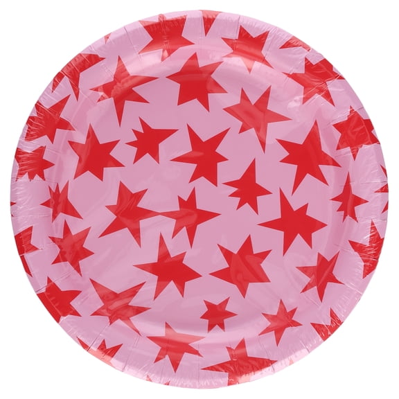 Stars Disposable Paper Plates, 7", Red and Pink, 24 Count, by Way To Celebrate