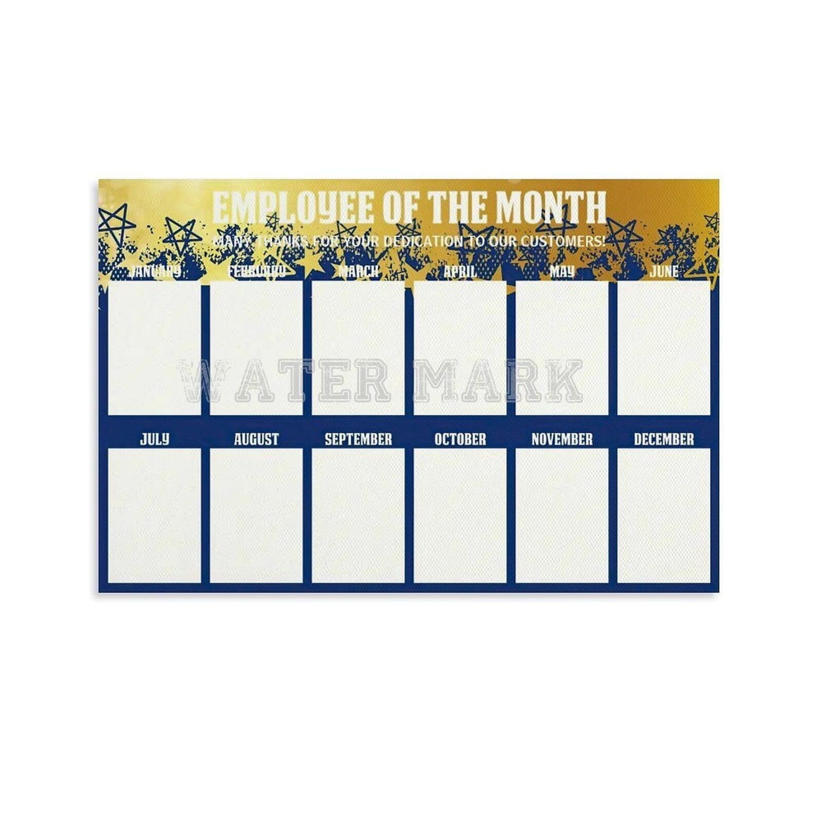 Stars Employee of The Month Display Poster Office Wall Art (3) Canvas ...