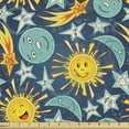thumbnail image 1 of Ambesonne Stars Fabric by the Yard Upholstery, Heavenly Bodies Smiles, 5 Yards, Multicolor, 1 of 5