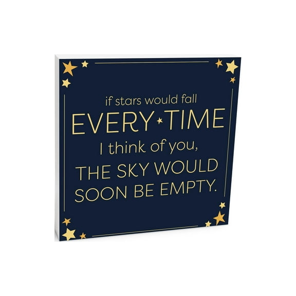 Stars Fall Think Of You Slate Grey Stars 10 x 10 Wood Tabletop Sign Plaque