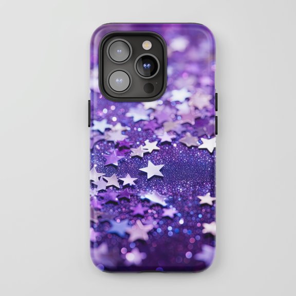 Stars For All iPhone Series Tough Phone Case Glitter Purple