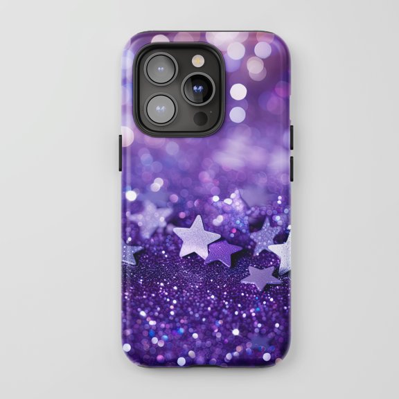 Stars For All iPhone Series Tough Phone Case Glitter Sparkle Purple