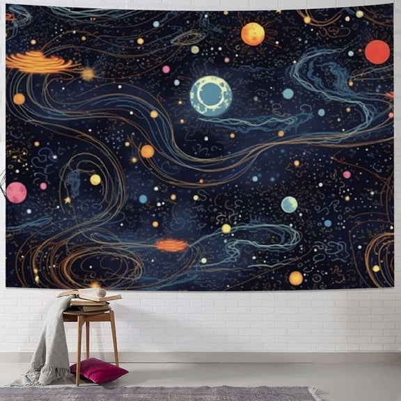 Stars Galaxy Constellation Wall Tapestry Moon Planet Nebula Space Zodiac Backdrop Hanging Home Decor for Bedroom Living Room 40x30inch
