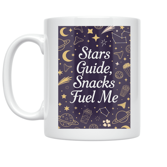Stars Guide, Snacks Fuel Me - Astrology Enthusiast - 11 oz Ceramic Coffee Mug