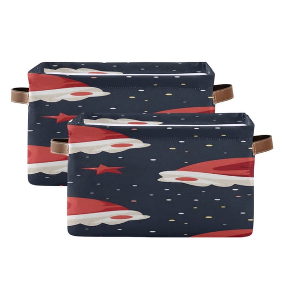 Stars Hat Christmas Square Storage Bins with Handles Collapsible Containing Box 2 Packs