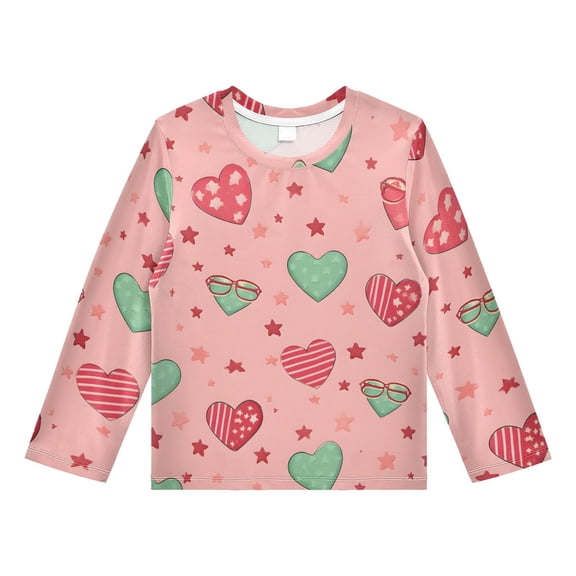 Stars Hearts Pattern Boys' Rash Guard Shirts UPF 50 Plus Sun Protection Short Sleeve Swim Tees 4T