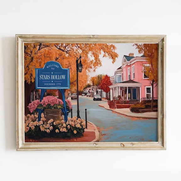 Stars Hollow Inspired Small Town Autumn Cozy Landscape Wall Art Poster UNFRAMED POSTER
