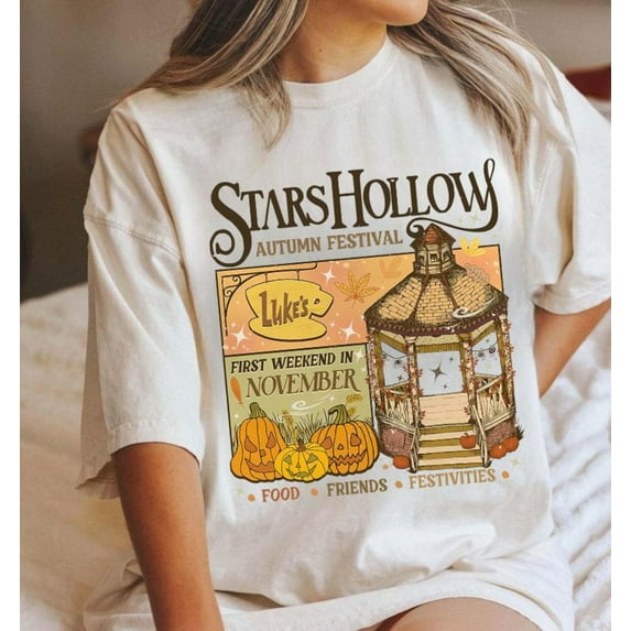 Stars Hollow T-Shirt, Lukes Diner Shirt, Gilmore Girl Eras, Retro Stars Hollow Crewneck, Dragonfly Inn, Fall Shirt,White color,size L