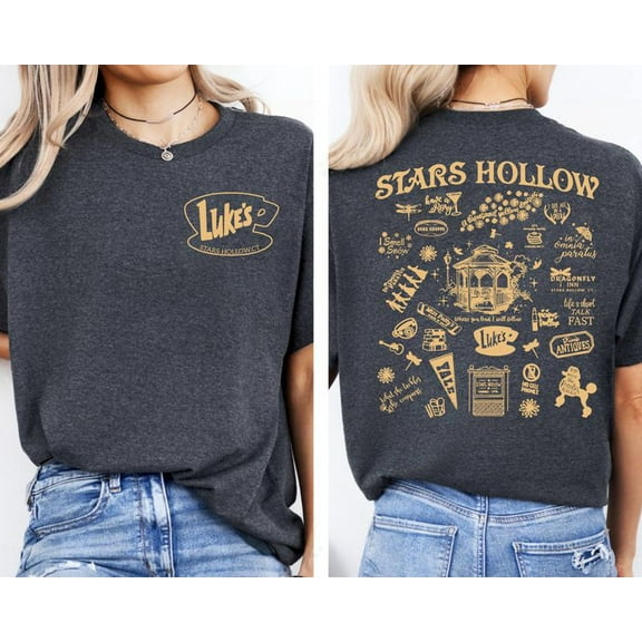 Stars Hollow Two-Sided Lukes Din.er Men’s And Women’s Graphic Tee 100% Cotton by TBun, Full Sizes S-5XL