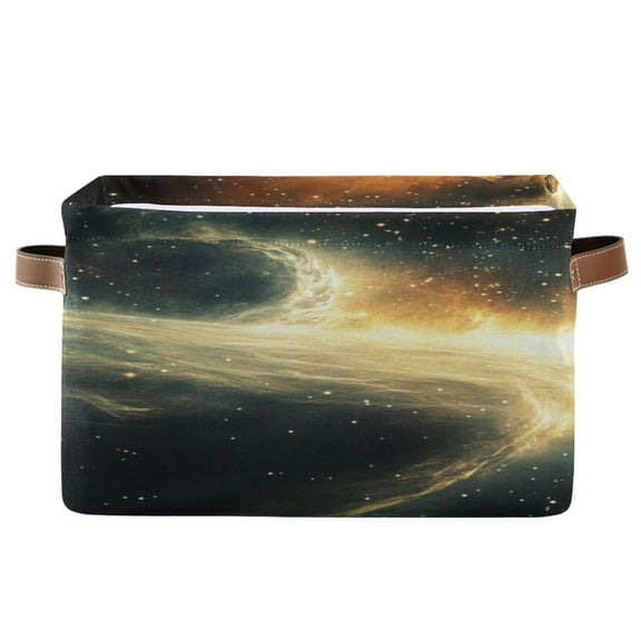 Stars Illuminated Gas Clouds Storage Bins with Handle Fabric Organizer Basket Foldable Box 1 Pack 14.2x10.2x8.3