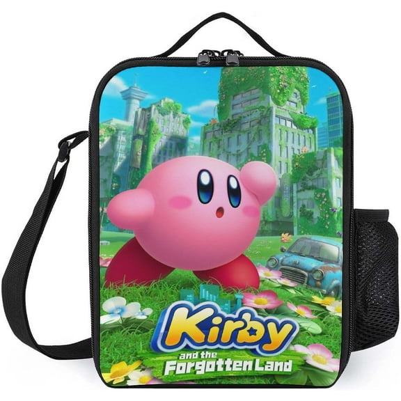 Stars Kirby Lunch Bag,Cute Lunch Insulation Bag Cartoon School Lunch Meals Bag Leakproof Portable Meals Box Reusable Insulated Cooler Lunch Bag for Work School Picnic Travel Beach