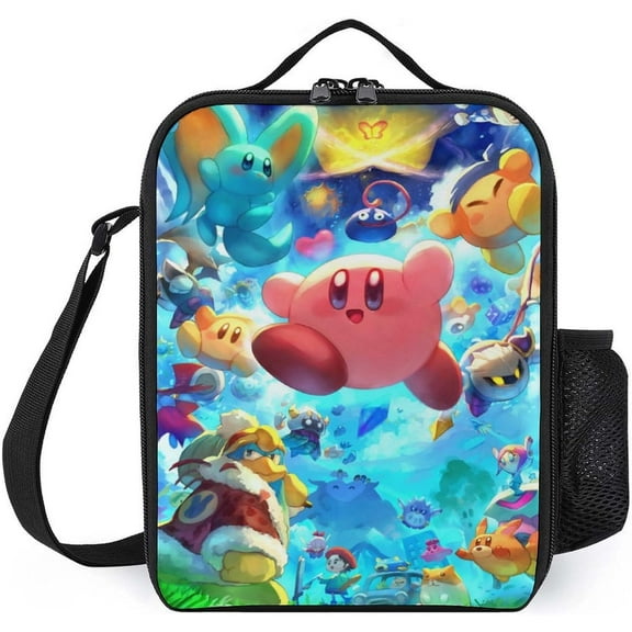 Stars Kirby Lunch Bag,Cute Lunch Insulation Bag Cartoon School Lunch Meals Bag Leakproof Portable Meals Box Reusable Insulated Cooler Lunch Bag for Work School Picnic Travel Beach