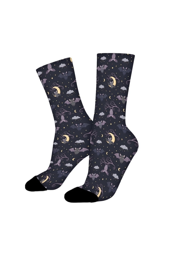 Stars Moon Bats Funny Novelty Crew Socks for Women Men Sports