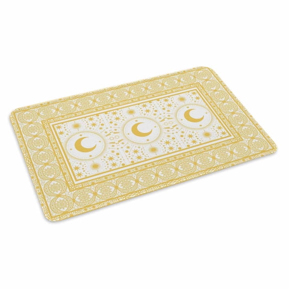Stars Moon Doormat Mystical Gorgeous Gold White Moon Star Non Slip Low Profile Rubber Door Mat Washable Absorbent Indoor Front Door Mat Entryway Rug Entrance Carpet 16x24 Inch