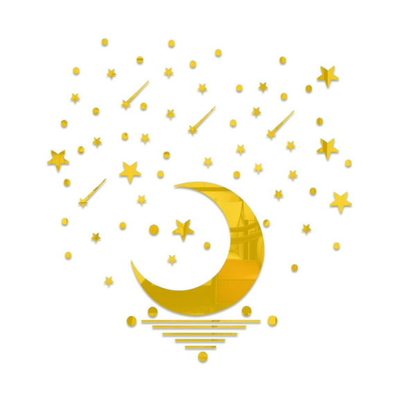 Stars Moon Wall Stickers, Waterproof Acrylic Mirror Removable Decals for DIY Home Decor, Living Room, Kid's Baby Bedroom & Bathroom Wall Art Mural