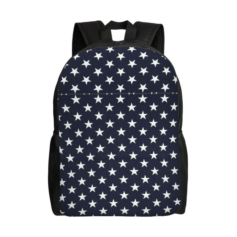 Stars Navy Blue White Backpack Travel Bag For Men Women