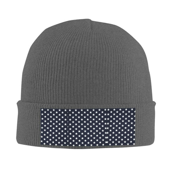 Stars Navy Blue White Beanie Hat Men Women Warm Printed Cap Knit Beanies Hats Outdoor Winter Deep Heather