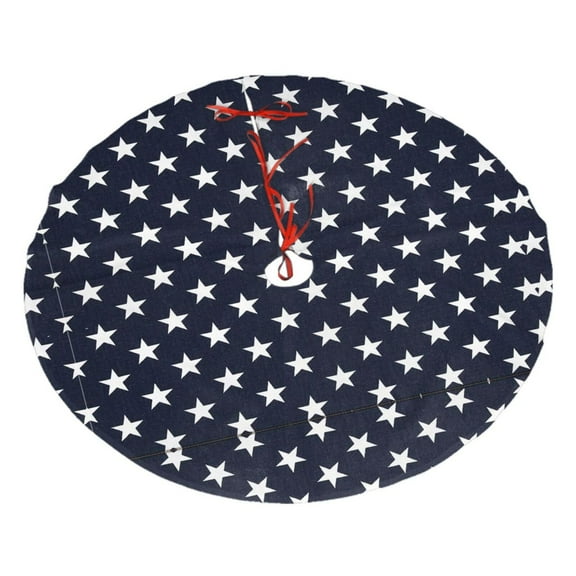 Stars Navy Blue White Christmas Tree Skirt for Xmas Holiday Home Decor Farmhouse Decorations Indoor 48"